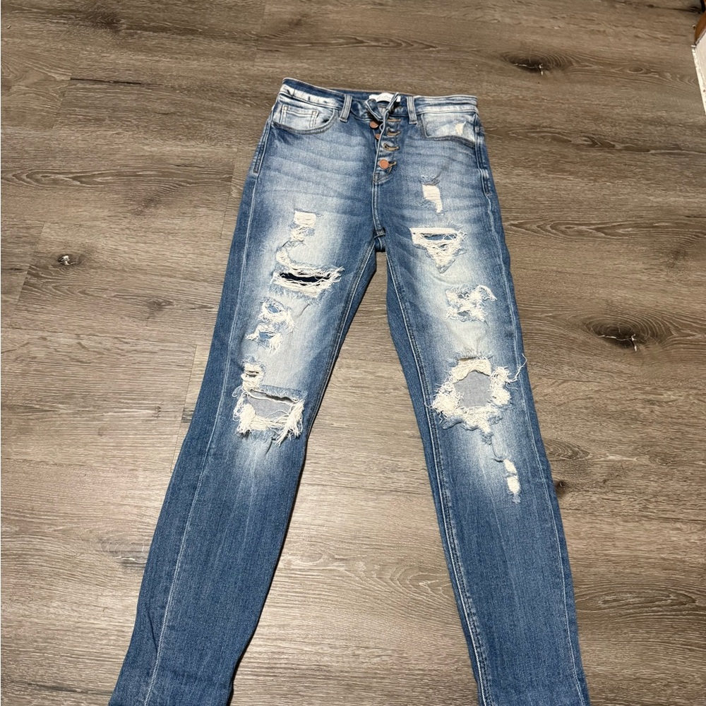 KanCan Blue Skinny Distressed Jeans